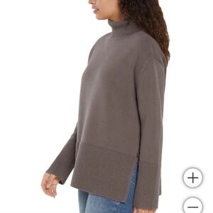 ❤️Gap Turtleneck Sweater Women's Small Brown Split Hem Chunky Knit Ribbed NWT